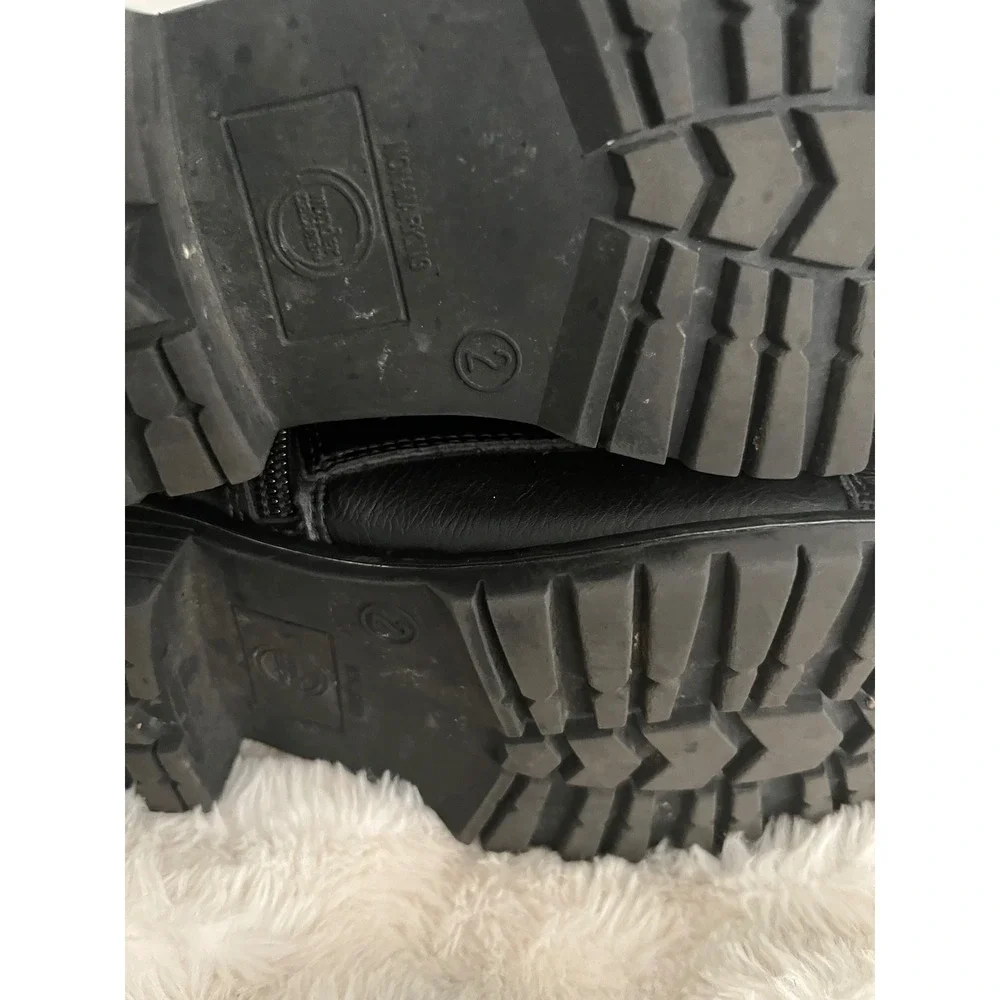 Wonder Nation Girls Black Combat Boots Faux Leather Lace Up Buckle Studded Sz 2